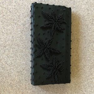 Vintage Elegant Black Beaded Clutch, purse.